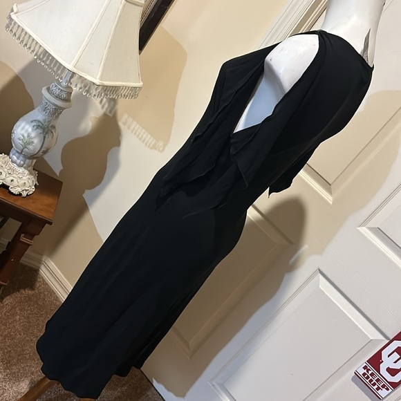 Laundry by Shelli Segal Black Midi Stretch Dress. Size 10. Missing belt - Picture 3 of 10
